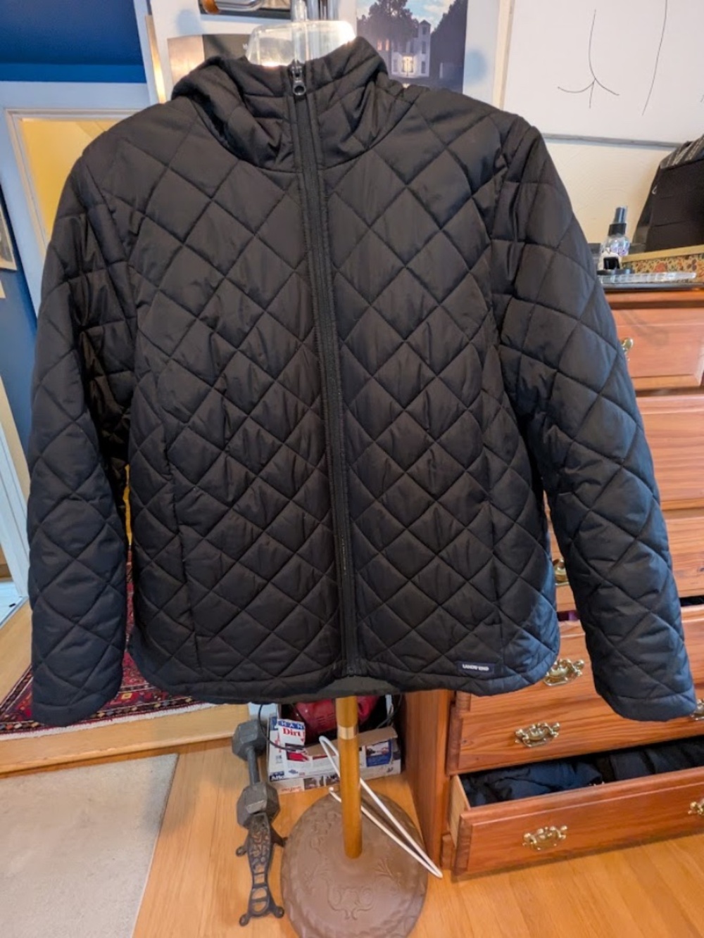 Land's End Black Hooded Puffer Jacket, Women's 1x